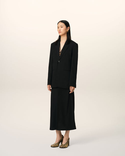 Veste Noire Semi-Doublée En Laine - Femme - 6 - AMI Paris - Ami Paris