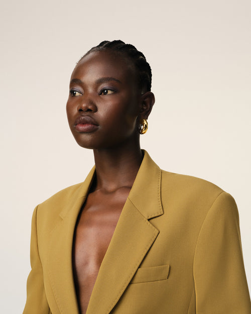 Veste Moutarde Semi-Doublée En Laine - Femme - 4 - AMI Paris - Ami Paris