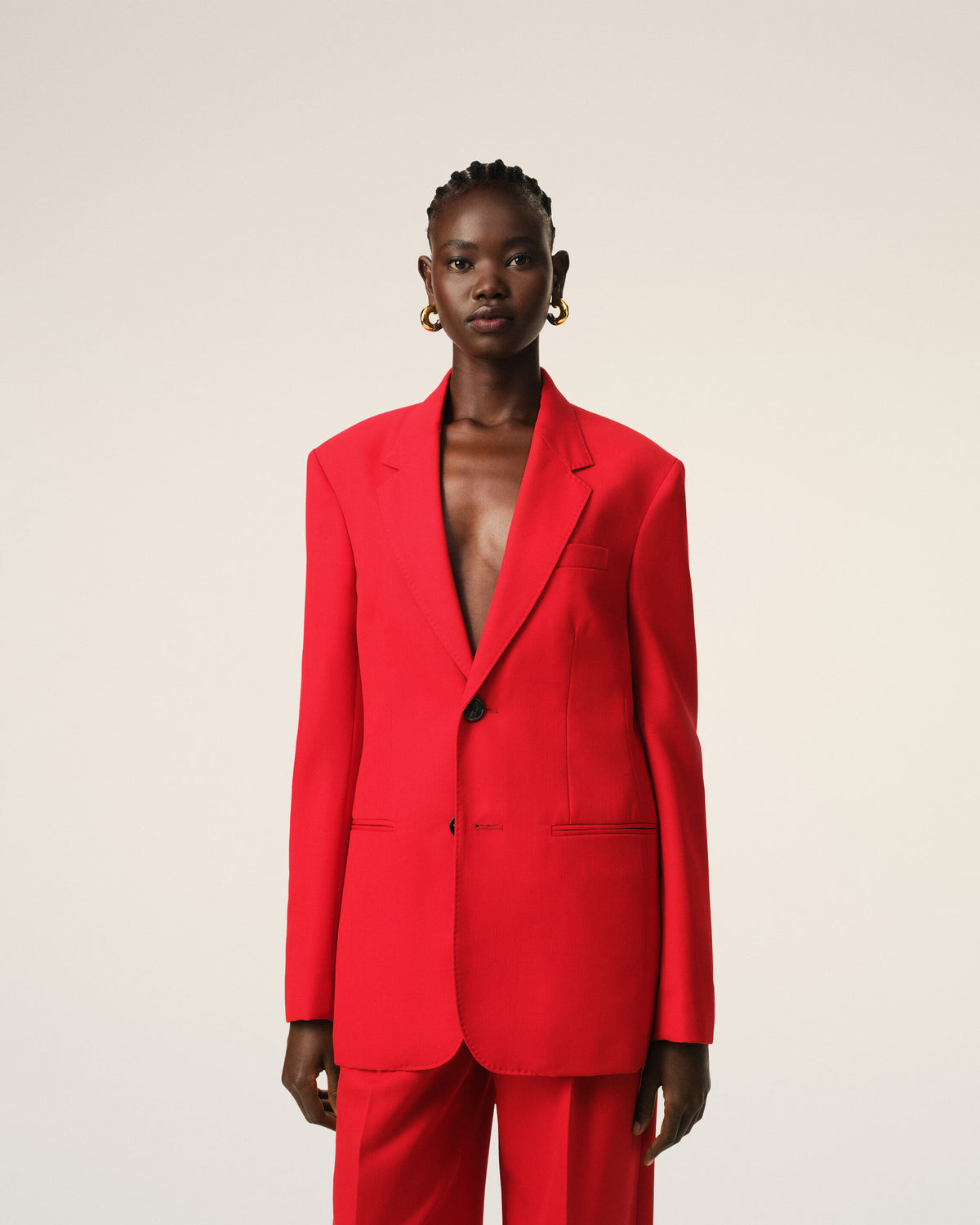 Veste Rouge Semi-Doublée En Laine - 3