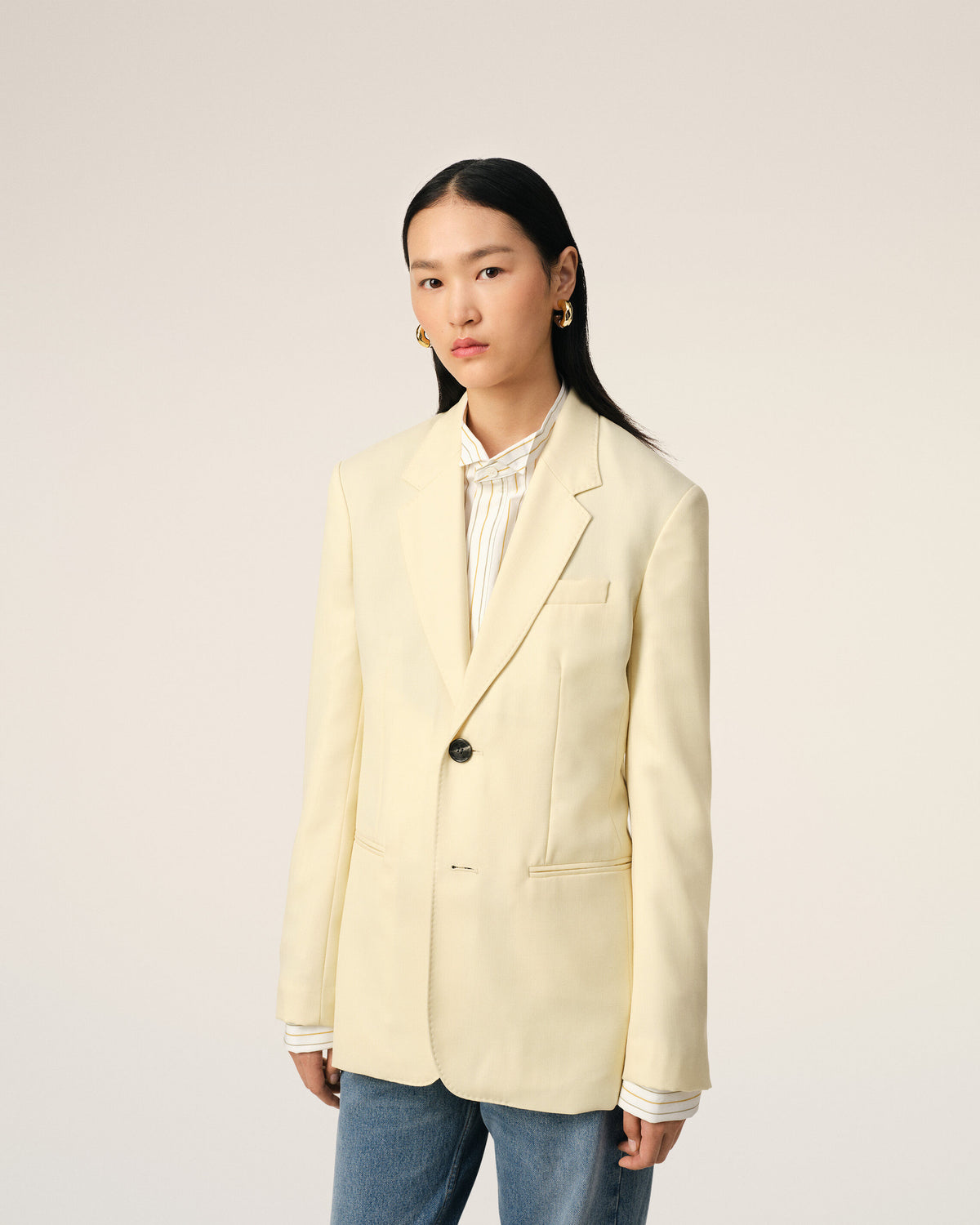 Veste Jaune Semi-Doublée En Laine - 3