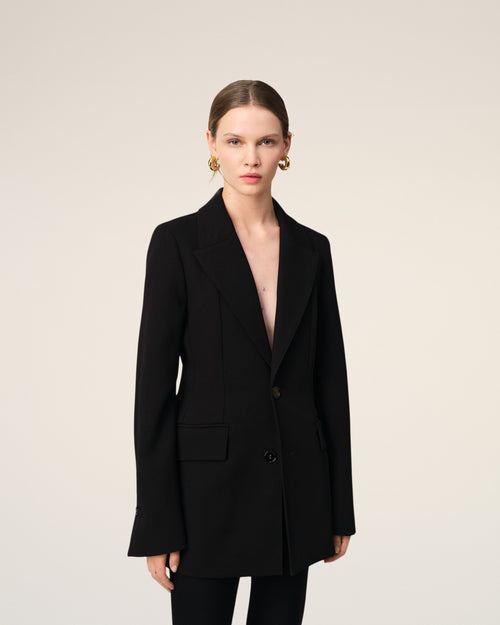 Veste Noire Deux Boutons Cintrée En Laine - Femme - 3 - AMI Paris - Ami Paris