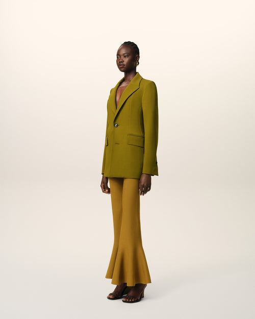 Veste Kaki Deux Boutons Cintrée En Laine - Femme - 6 - AMI Paris - Ami Paris