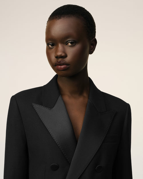 Black Wool Double Breasted Jacket - 4 - Ami Paris