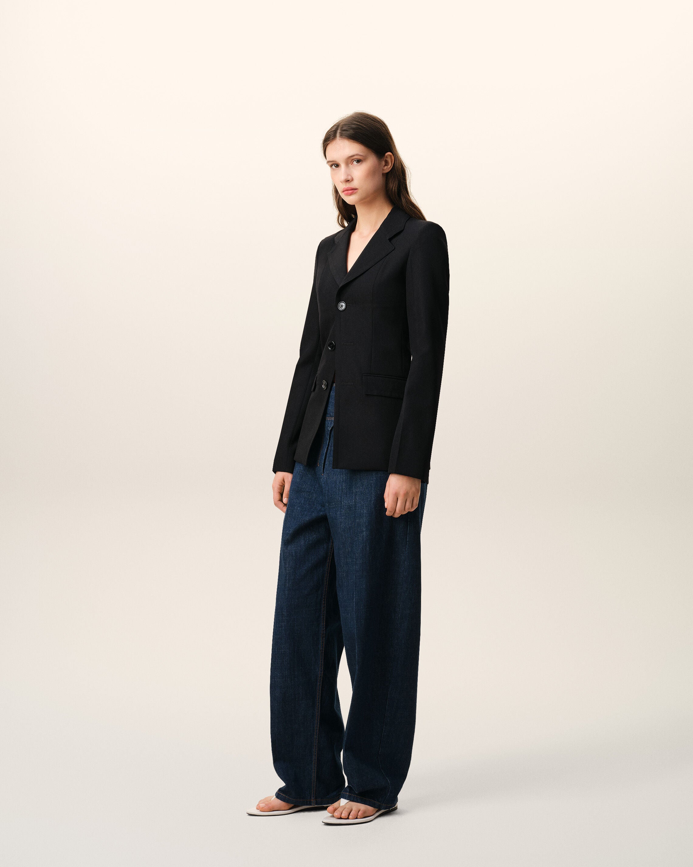 Black New Wool Single Breasted Fitted Jacket - 6