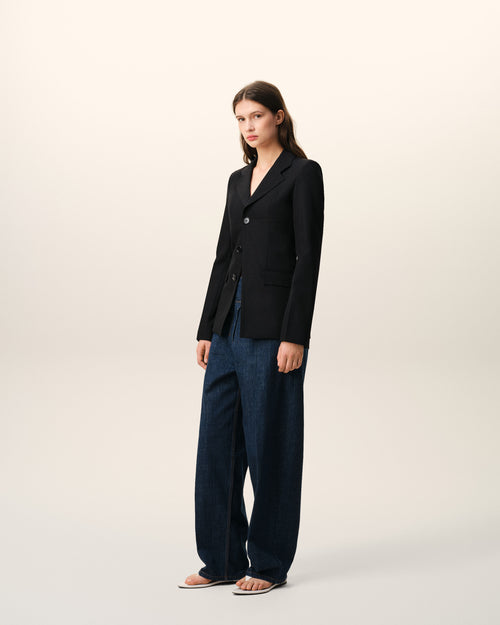 Black New Wool Single Breasted Fitted Jacket - Woman - 6 - AMI Paris - Ami Paris