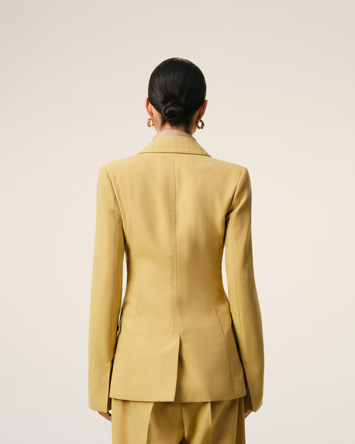 Yellow New Wool Single Breasted Fitted Jacket - Woman - 5 - AMI Paris - Ami Paris