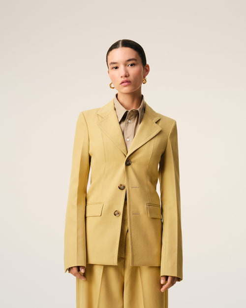 Yellow New Wool Single Breasted Fitted Jacket - Woman - 3 - AMI Paris - Ami Paris
