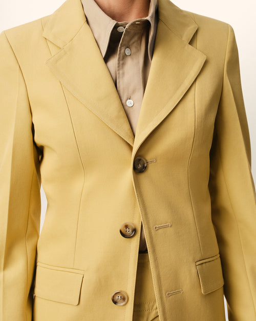 Yellow New Wool Single Breasted Fitted Jacket - Woman - 4 - AMI Paris - Ami Paris