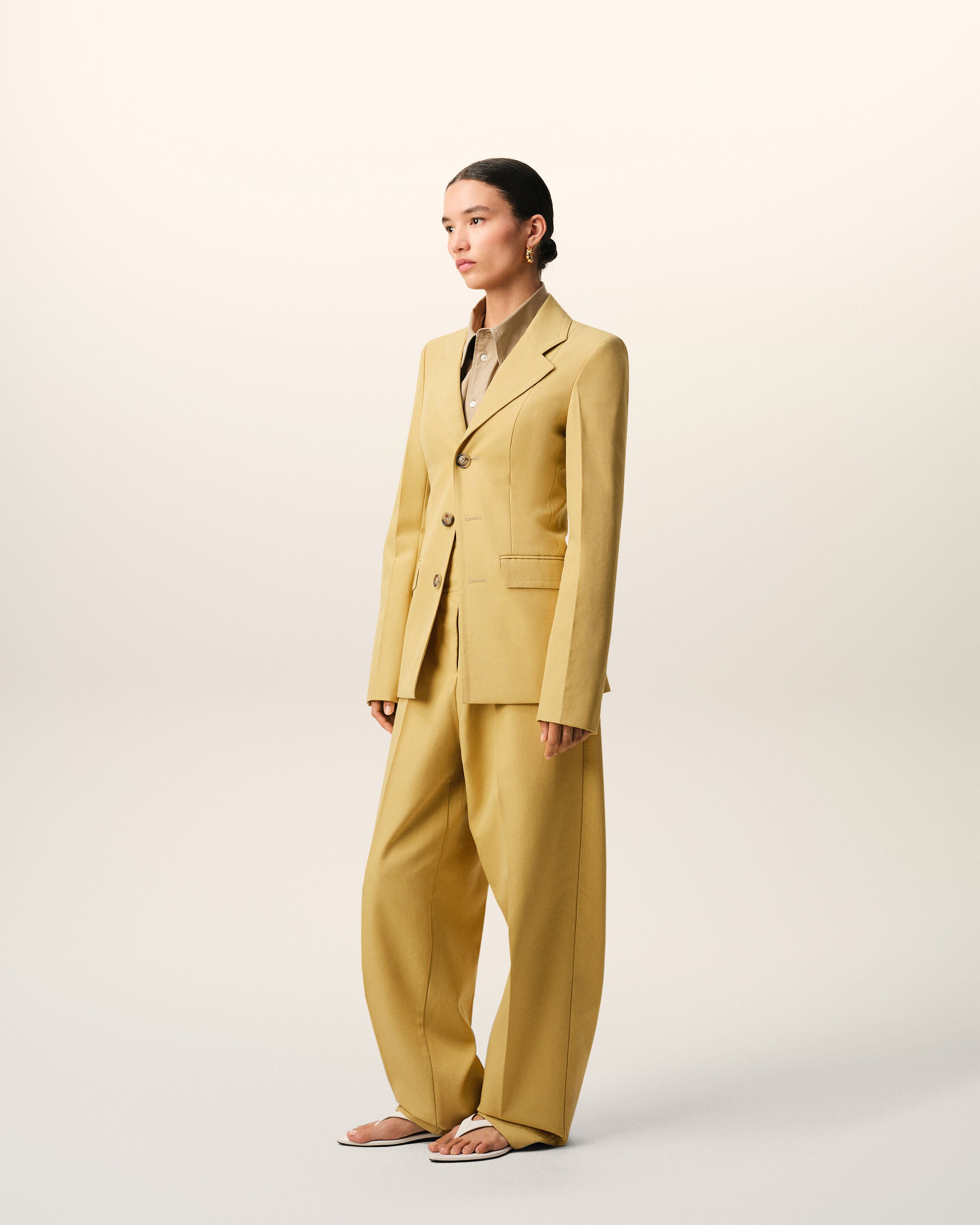 Yellow New Wool Single Breasted Fitted Jacket - 6
