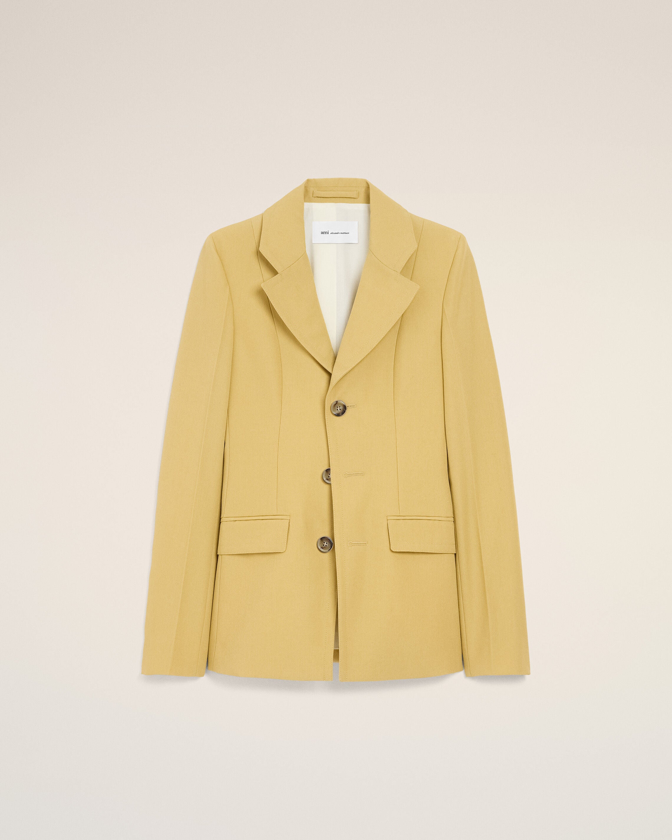Yellow New Wool Single Breasted Fitted Jacket - 1