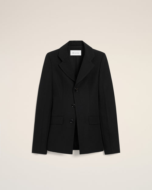 Black New Wool Single Breasted Fitted Jacket - BLACK - Ami Paris