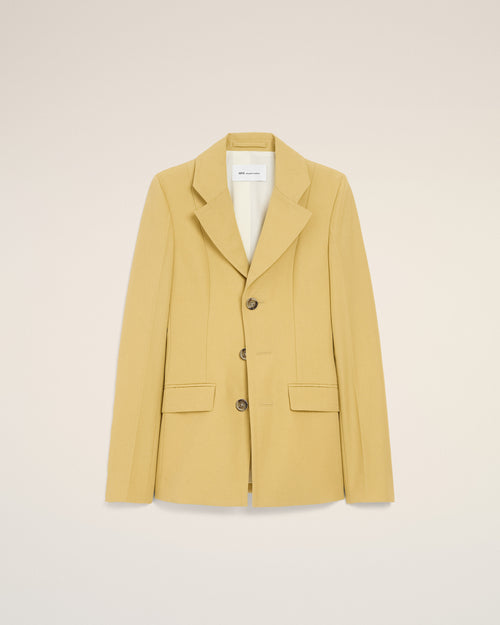                                 Veste Cintrée Simple Boutonnage Jaune en Laine Vierge - 3                             - Ami Paris