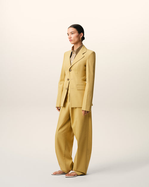 Yellow New Wool Single Breasted Fitted Jacket - 6 - Ami Paris