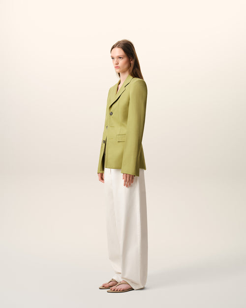 Green New Wool Single Breasted Fitted Jacket - Woman - 6 - AMI Paris - Ami Paris