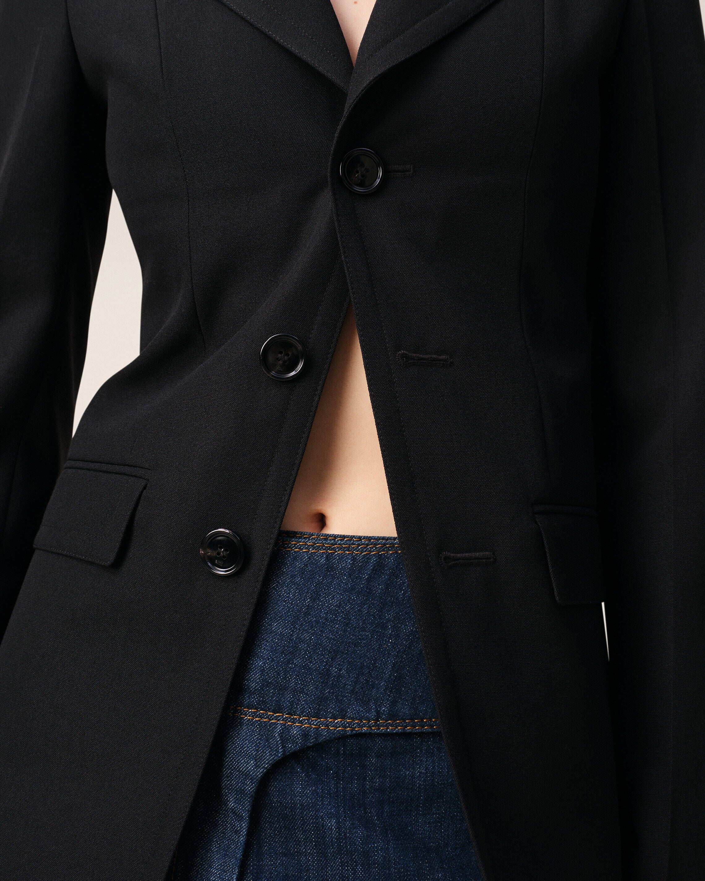 Black New Wool Single Breasted Fitted Jacket - 4