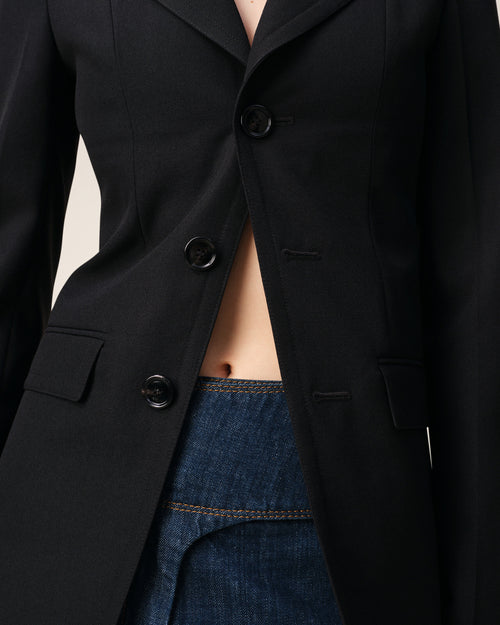 Black New Wool Single Breasted Fitted Jacket - Woman - 4 - AMI Paris - Ami Paris