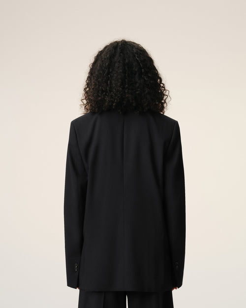 Veste Boxy Simple Boutonnage Noire en Laine Vierge - Femme - 5 - AMI Paris - Ami Paris