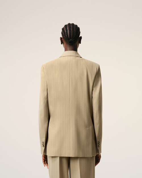 Beige New Wool Single Breasted Boxy Jacket - Woman - 5 - AMI Paris - Ami Paris