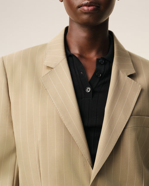 Beige New Wool Single Breasted Boxy Jacket - Woman - 4 - AMI Paris - Ami Paris