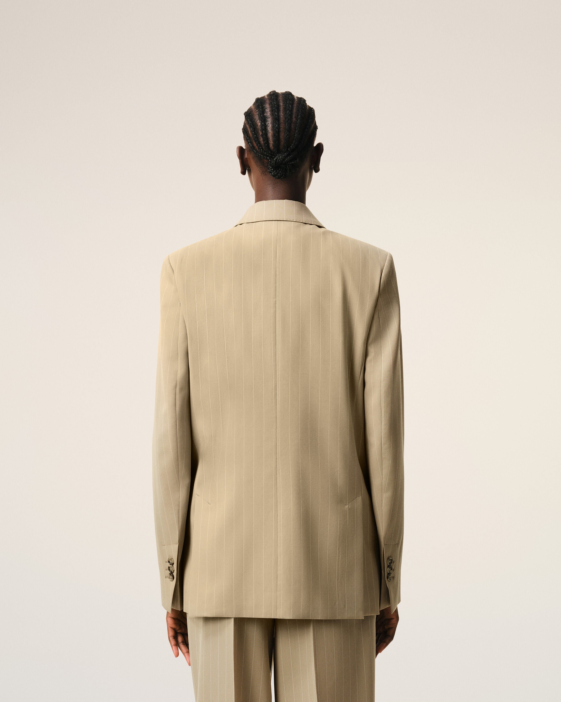 Beige New Wool Single Breasted Boxy Jacket - 5
