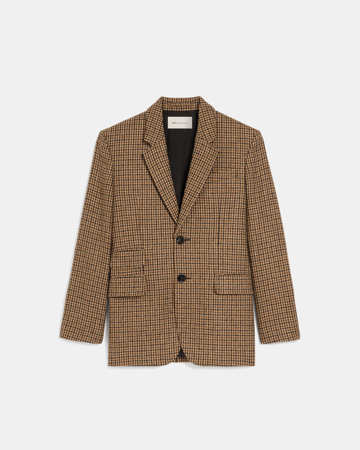Veste marron simple boutonnage en laine vierge - 1