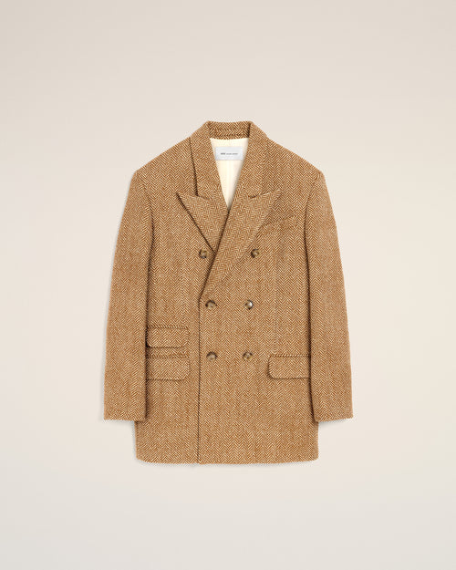 Americana de lana marrón de espiga cruzada - Mujer - 1 - AMI Paris - Ami Paris