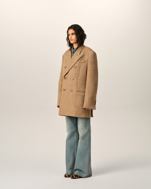 Americana de lana marrón de espiga cruzada - Mujer - 6 - AMI Paris - Ami Paris