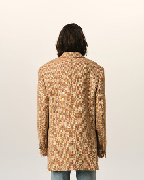 Americana de lana marrón de espiga cruzada - Mujer - 5 - AMI Paris - Ami Paris