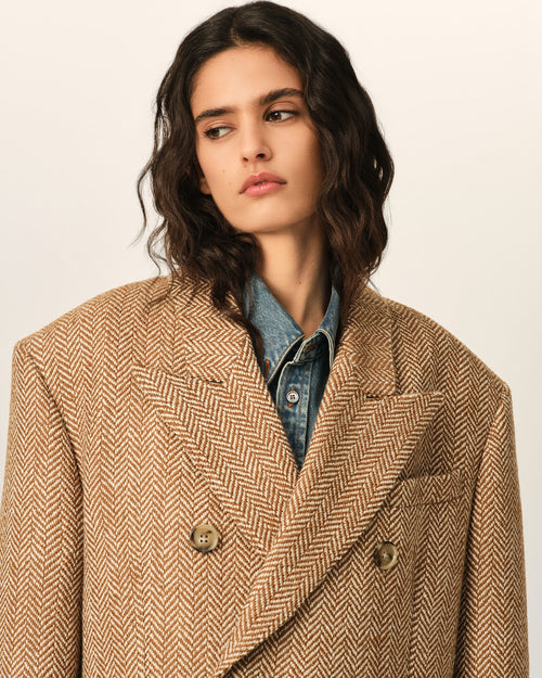 Americana de lana marrón de espiga cruzada - Mujer - 4 - AMI Paris - Ami Paris