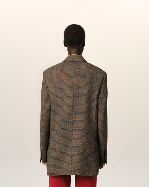 Brown double breasted houndstooth wool blazer - Woman - 5 - AMI Paris - Ami Paris