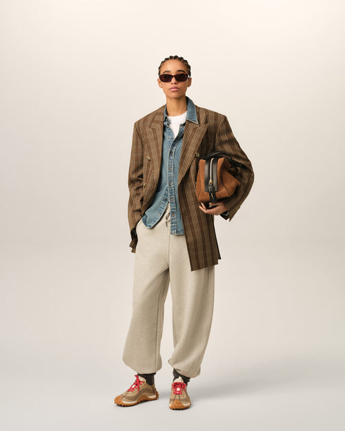 Brown double breasted checkered wool blazer - Woman - 2 - AMI Paris - Ami Paris