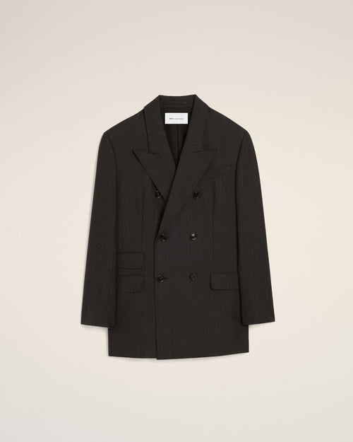Blazer de lana gris a rayas de doble botonadura - Mujer - 1 - AMI Paris - Ami Paris