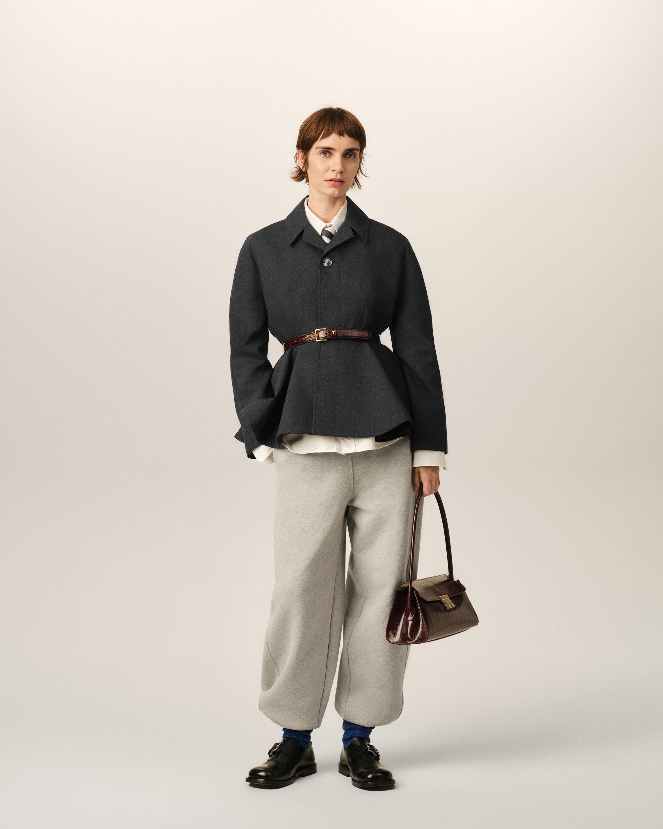 Grey peplum wool jacket - 2