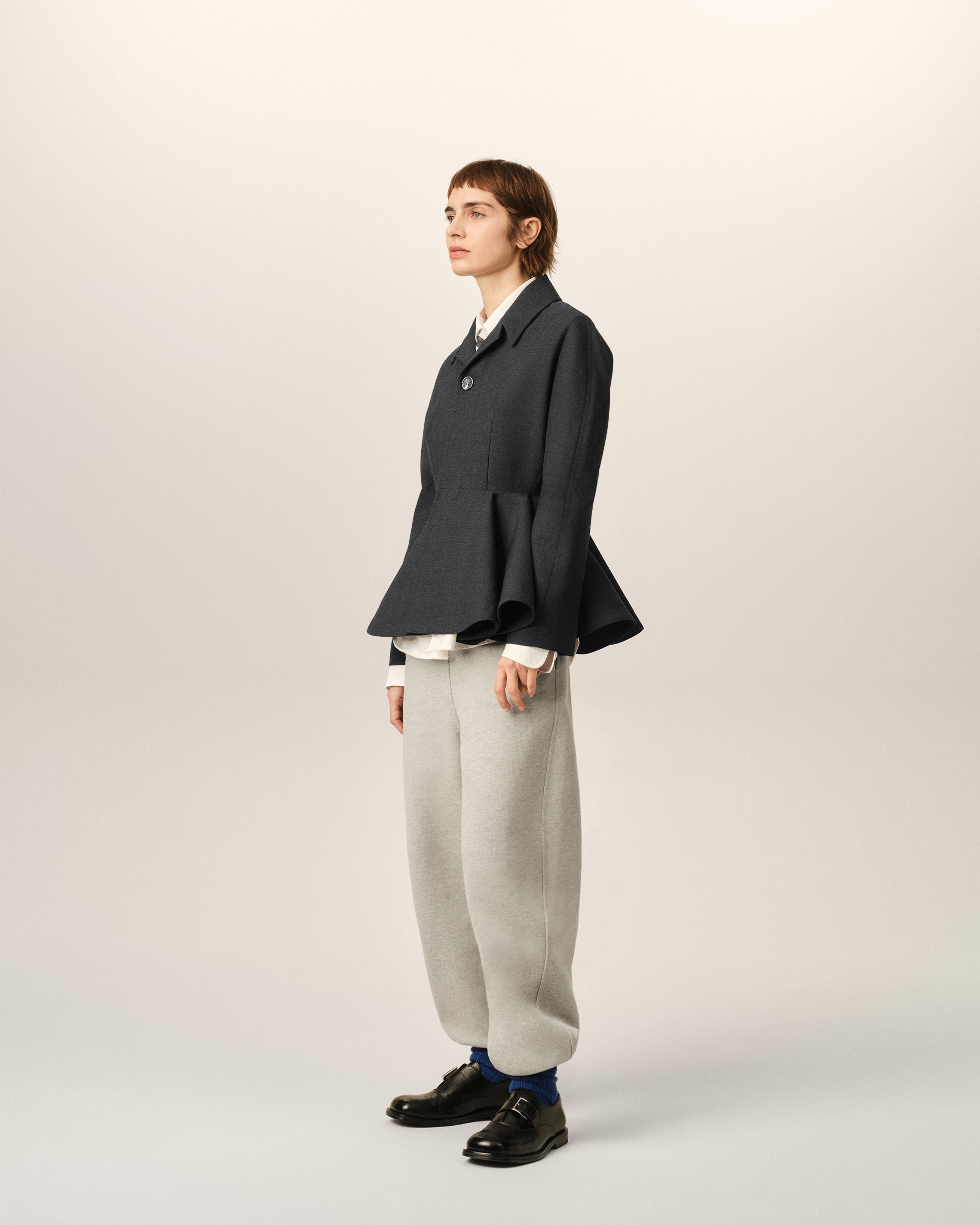 Grey peplum wool jacket - 6