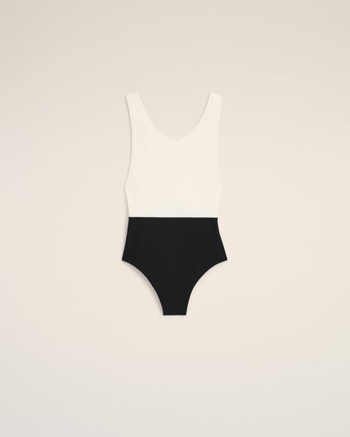                                     Maillot De Bain Une Piece Noir Et Blanc en Nylon - 3                                 - Ami Paris