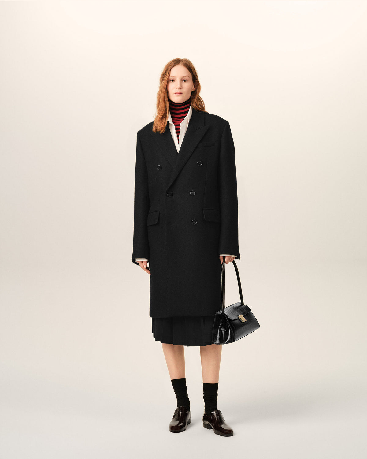 Black double breasted wool coat - 2