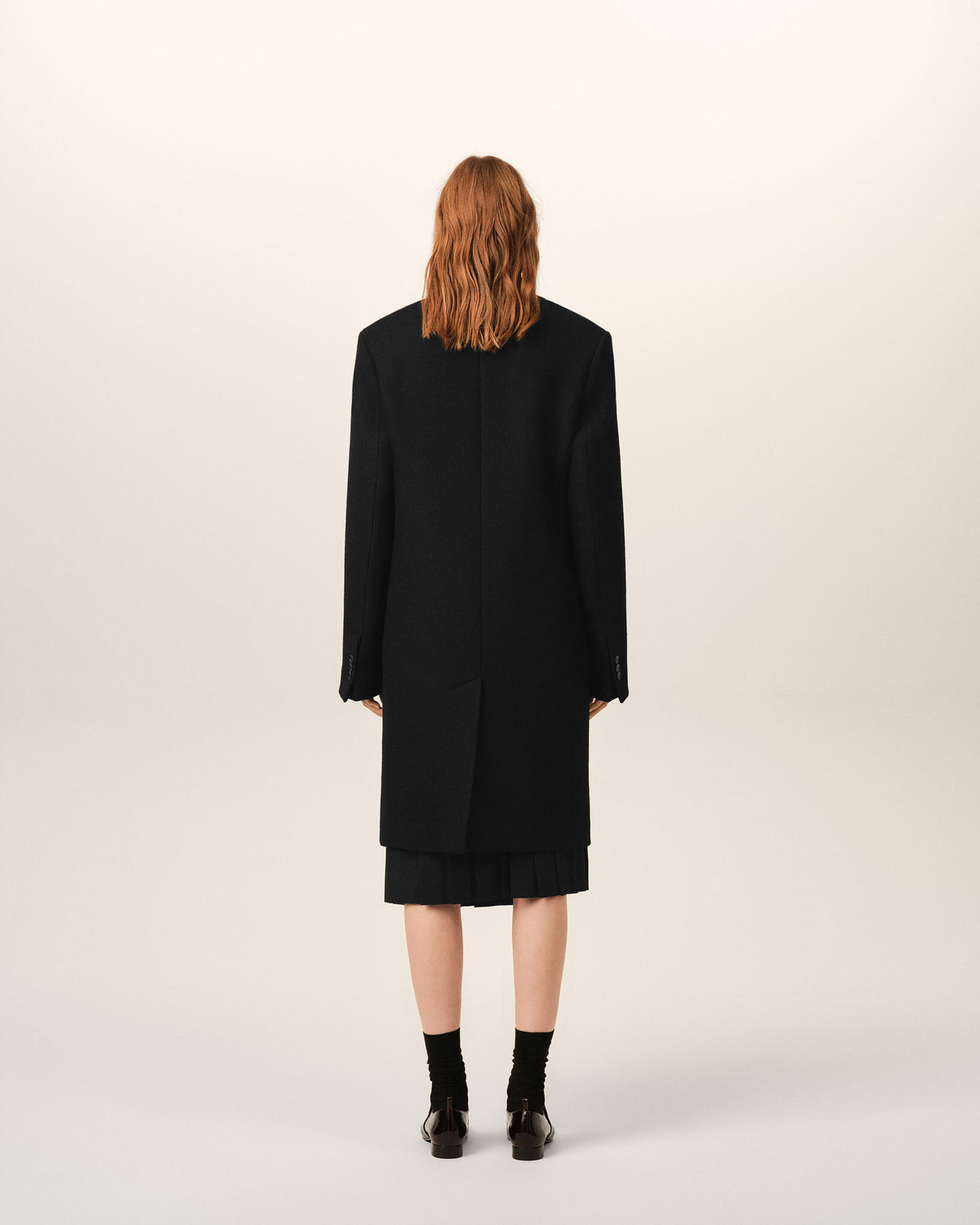 Black double breasted wool coat - 5