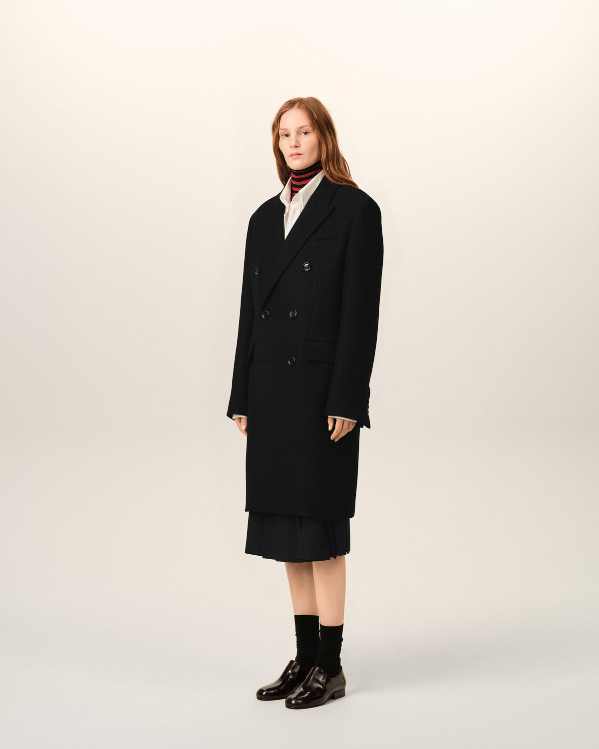 Black double breasted wool coat - 6