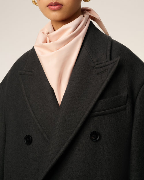 Black Wool Double Breasted Long Coat - 4 - Ami Paris