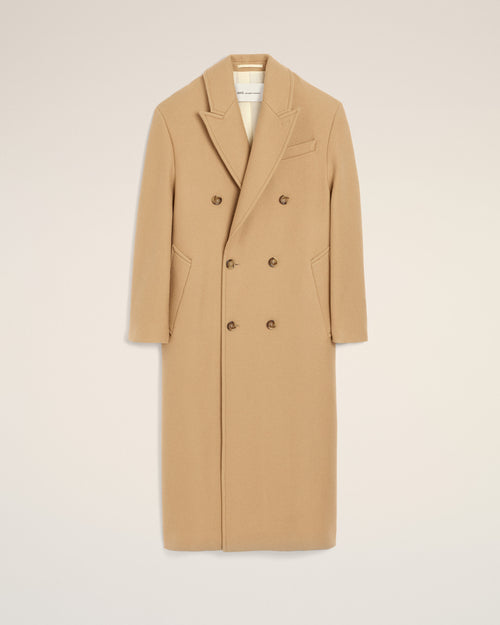 Long beige double-breasted wool coat - Woman - 1 - AMI Paris - Ami Paris