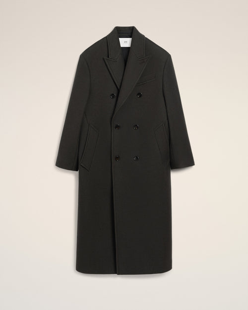 Black Wool Double Breasted Long Coat - 4 - Ami Paris