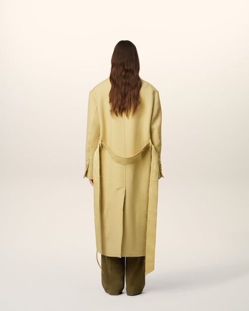 Manteau Vert Long Croisé En Laine - 5 - Ami Paris