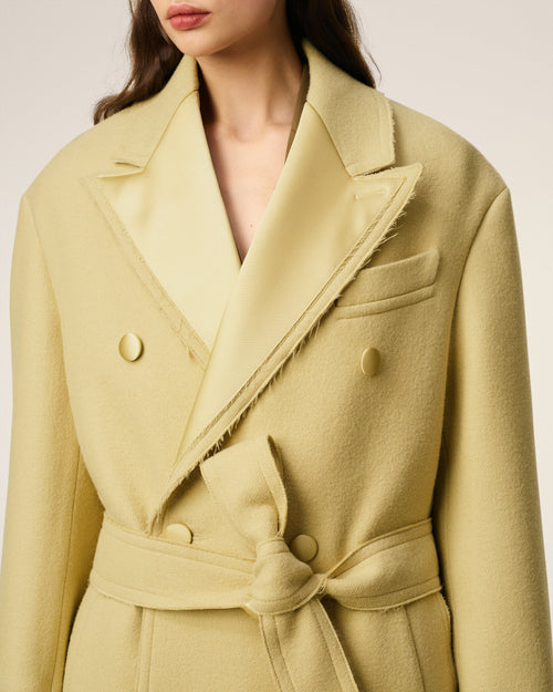 Manteau Vert Long Croisé En Laine - 4 - Ami Paris