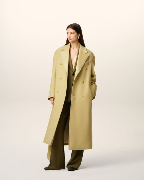                                     Green Wool Double Breasted Long Coat - 3                                 - Ami Paris