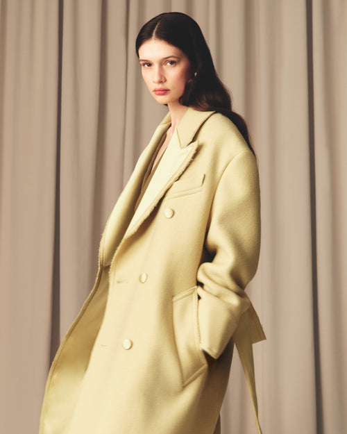 Green Wool Double Breasted Long Coat - 7 - Ami Paris