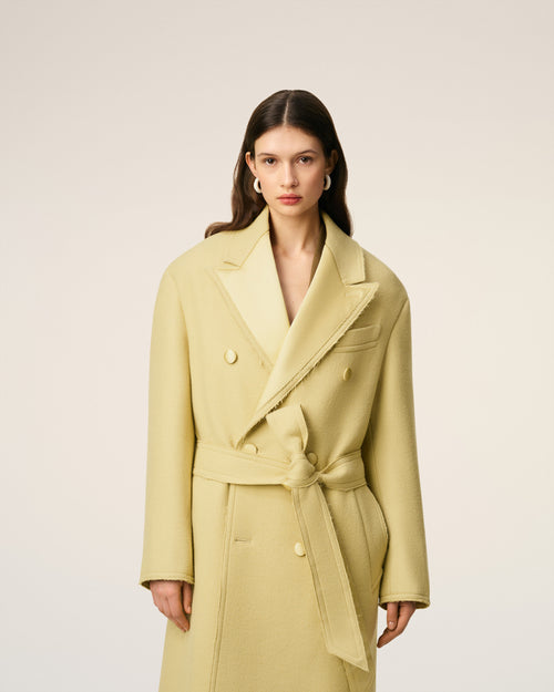 Green Wool Double Breasted Long Coat - 3 - Ami Paris