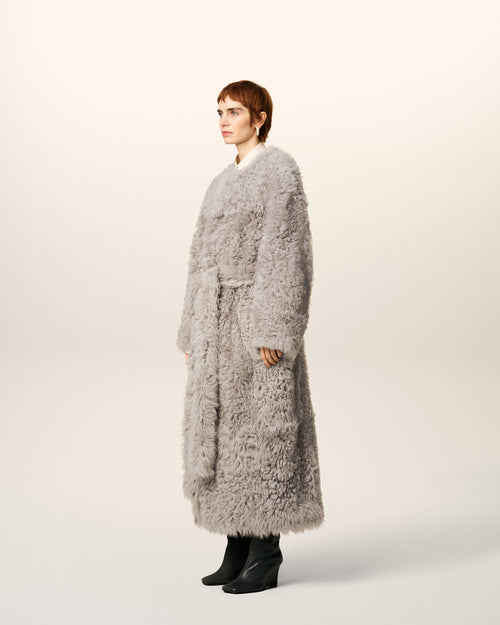 Langer Mantel aus grauem Shearling - 6 - Ami Paris