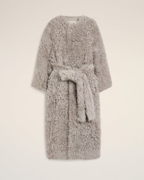                                 Grey Shearling Long Coat - 3                             - Ami Paris