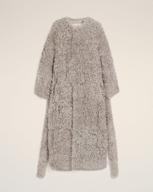 Langer Mantel aus grauem Shearling - 7 - Ami Paris