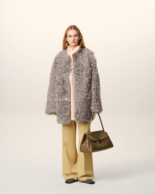                             Grey Shearling Short Coat - 3                         - Ami Paris